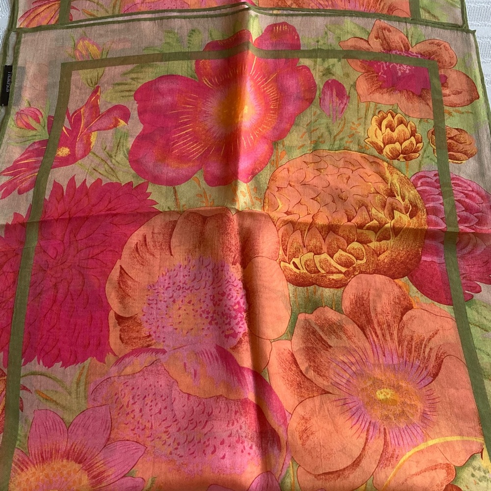 Floral Silk Scarf 68x16”